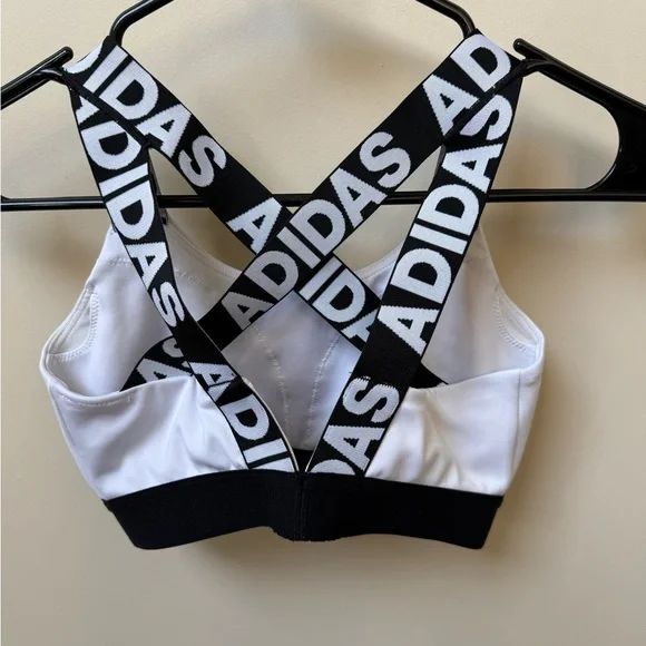 Adidas Black and White Crisscross Sports Bra - Picture 2 of 2